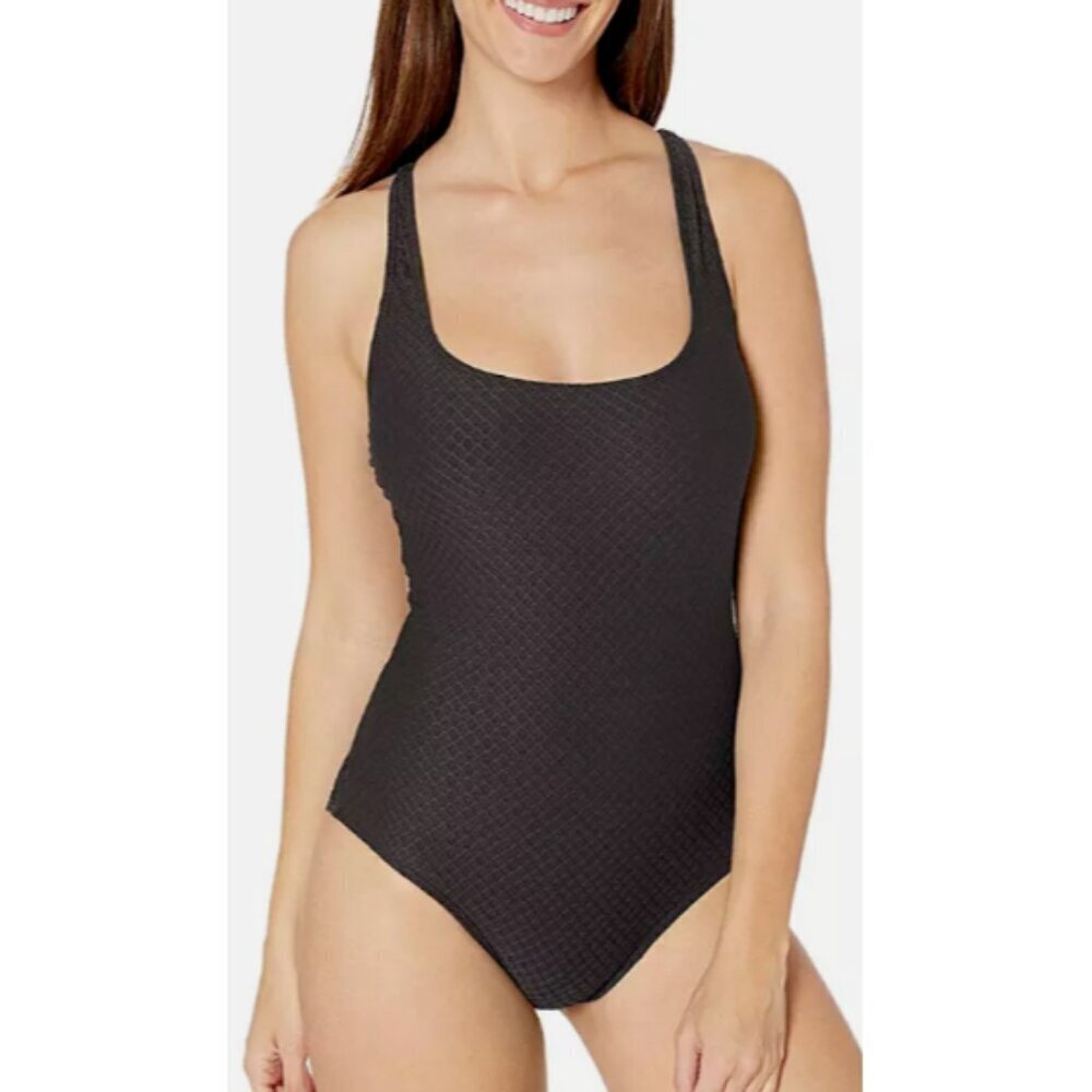 New Athena Tank One Piece Swimsuit Womens 12 Black Bathing Suit Plus